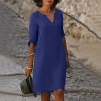 V-Ausschnitt Kleid für Frauen | Midi – Dunkelblau