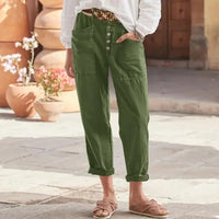 BETTINA - WEITE HOSE MIT KNÖPFEN – Grün
