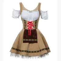 Damen Mini Elegante Oktoberfest Dirndl Kleid – Khaki