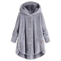 Stylische Fleece Jacke für Damen | Mit Kapuze – Hellgrau