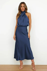 Rosemary | Neckholder Abendkleid – Marine Blau