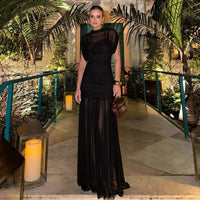 Elixire™-Kleid mit Durchscheinendem Tüll und Raffinierten Falten – Schwarz