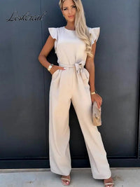 Lailani | Luxuriöser Jumpsuit mit Schleife – Beige