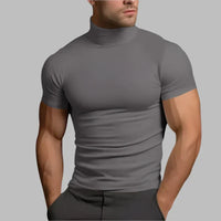 T-Shirt für Herren - Muskelfit T-Shirt mit hohem Kragen für die Sommerzeit – Dunkelgrau