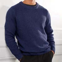 Lehmann Modehaus | Robuster Langarm-Pullover für Herren – Blau