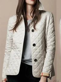 Dakta | Leichte Steppjacke mit Karomuster für Damen – Ideal für den Frühling – Blanc