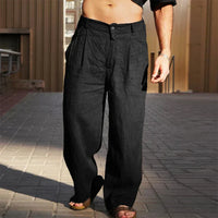 Romeo | WEITE LEINENHOSE – Schwarz