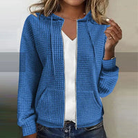 Damen Strickjacke Kariert Jacke | Elegant Leicht – Blau
