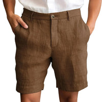Calen - Schmal geschnittene Leinen-Shorts – Braun