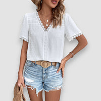 Ivy | V-Ausschnitt Bluse – Weiß