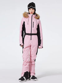 Einteiliger Skianzug für Damen | Wintersportbekleidung – Hellrosa