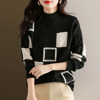 NORMA - STRICKPULLOVER MIT MOSAIKDESIGN – Schwarz