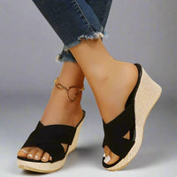 Ernestine | Stilvolle Keilsandalen für maximalen Komfort – Schwarz