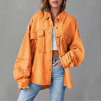Weite Jeansjacke aus Baumwolle – Orange