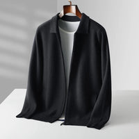 Quinton – Kaschmir Strickjacke Mit Reißverschluss – Schwarz