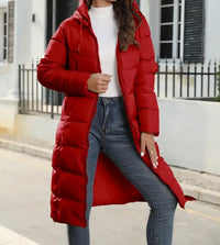 Olivureia | Neue Winterjacke Damen mit Kapuze, Slim Fit und Mittellang – Rot