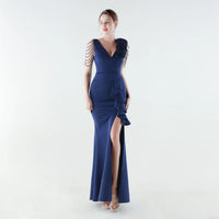 Aurielle™ Kleid mit Verziertem Schulterdesign und Premium-Verarbeitung – Marine