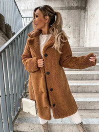 Jana | Lässige Damen-Teddyjacke trendy warm – Braun