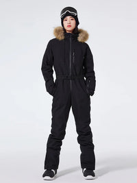 Einteiliger Skianzug für Damen | Wintersportbekleidung – Schwarz