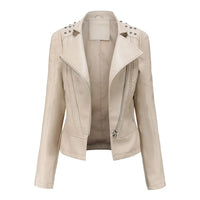 Damen Lässig Langarm Jacke | Reißverschluss – Beige
