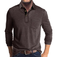Jörg™ | Herren Langarmshirt in Unifarbe – Dunkelbraun
