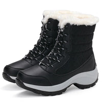 Damen Plateau-Schneestiefel | Lässig – Schwarz