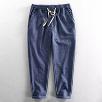 Lorenz™ Hose aus Baumwoll-Leinen mit Eleganten Streifen – Blau