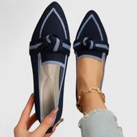 Peyton | Spitze Zehe Flache Sohle Ballerinas – Dunkelblau