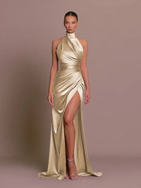 Cleo | Elegantes Schlitzkleid – Gold