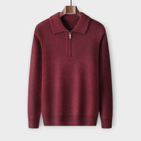 Merino - Eleganter & gemütlicher Half-Zip Pullover – Rot