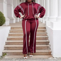 StreamLine™ Set aus kuscheligem Premium-Sweatshirtstoff mit Verlängernden Streifen und Lockerem Schnitt / Stilvolle Ausstrahlung ohne auf Komfort zu Verzichten! – Bordeauxrot