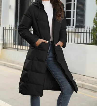 Olivureia | Neue Winterjacke Damen mit Kapuze, Slim Fit und Mittellang