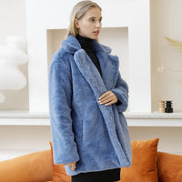 Reiennaith | Weiße Winterjacke mit Kunstfell für stilvollen Schutz – Blau