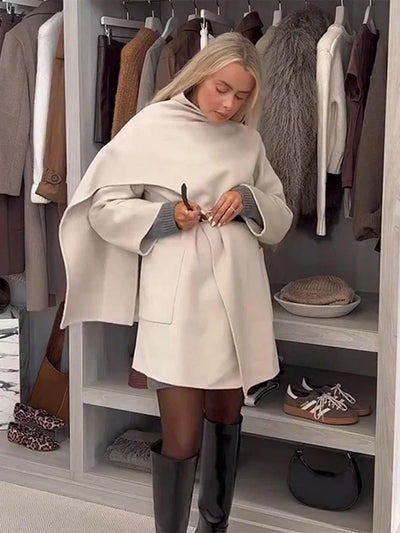 Lehmann Modehaus | Bequem Damen-Asymmetrischer Wollmantel