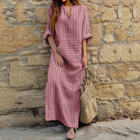 Ingeborg™ | Gestreiftes Vintage-Maxikleid – Rot