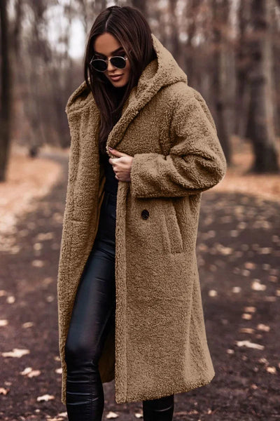 Reienna | Damen Langer Wollmantel mit Kapuze für den Winter
