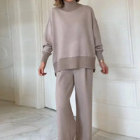 Hannah™ Premium-Sweatshirt-Set mit Rollkragen-Top – Khaki