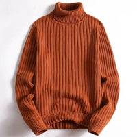 ERIK - PULLOVER AUS RIPPSTRICK MIT ROLLKRAGEN – Braun