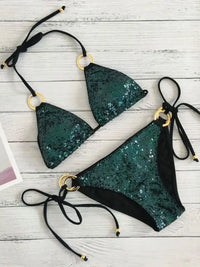 Heidi-Mode | Neu Sexy Bikinis Pailletten Goldfarbe Frauen Bandage Bikini Set Push-Up Vorgepolsterter Bh Badeanzug Set Bademode – 2570 NEJ 5