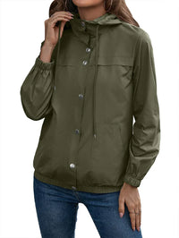 Damen Kapuze Wasserdichter Trenchcoat | Langarm – Grün
