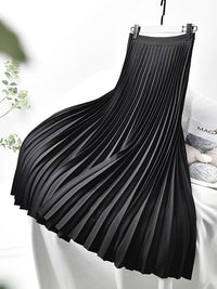 Heidi-Mode | Rock Damen Hoch Taillierter Plissee-Rock – Schwarz