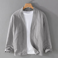 CRISTOPH - LEINEN CARDIGAN – Grau