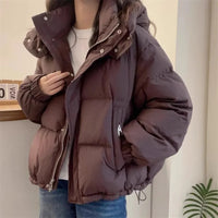 Reimora | Damen Kapuzen Pufferjacke aus Baumwolle Dick und Warm für Petite – Rot kaffee
