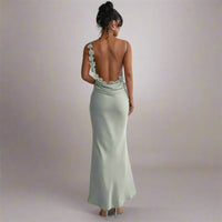 Magdalena | Elegantes Rückenfreies Kleid – Hellgrün