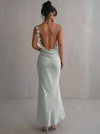 Romina | Rückenfreies Blumenkleid – Hellgrün