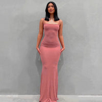 Julia | Maxikleid Slim – Rosa-Ärmellos