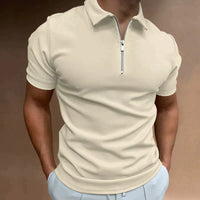 JAXON - Polo T-Shirt mit Reißverschluss – Beige