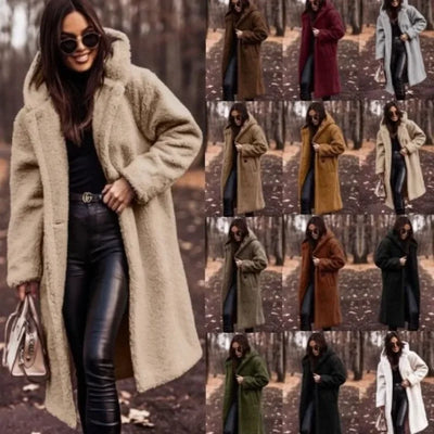 Reienna | Damen Langer Wollmantel mit Kapuze für den Winter