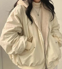 Damen-Winterjacke mit langem ärmelschnitt | Wintertauglich – Beige