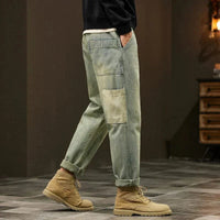 Raito | Retro-Jeans im japanischen Stil – Verblasstes Olivgrün